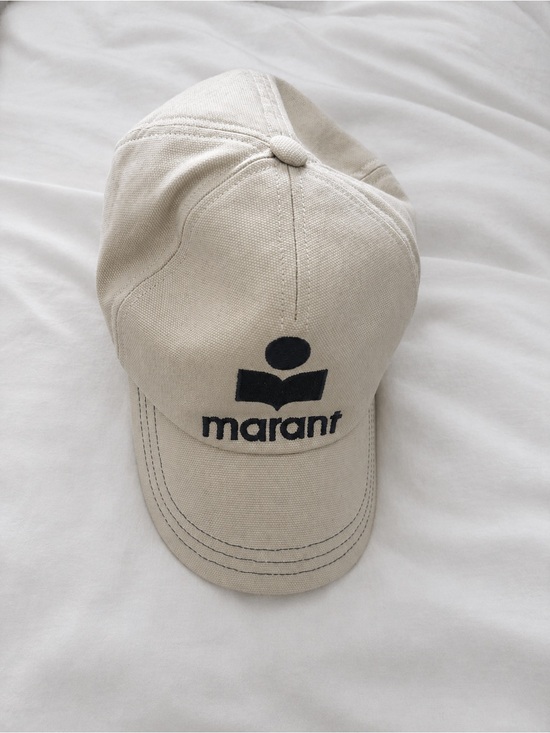 Isabel Marant Accessories - Isabel Marant Off-White Cotton Baseball Cap with Gray Logo Tag